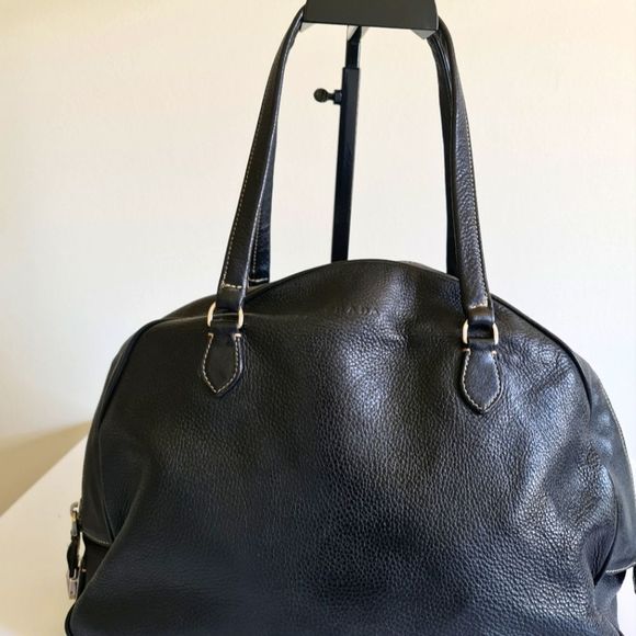 Prada Leather Satchel/Shoulder Bag Black EUC - Picture 1 of 14